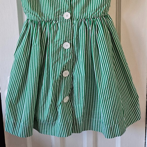 🍋American Apparel Striped Green/White Dress with Button Detail - Picture 4 of 7